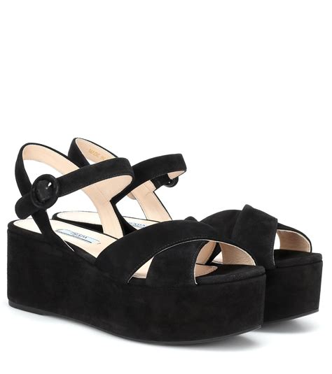 prada strap suede platform sandals|prada platform sandals 38 black.